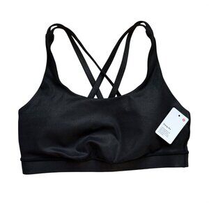 Lululemon Energy Bra Size 8 Shine Strappy Matte Black Foil W2CV3S
